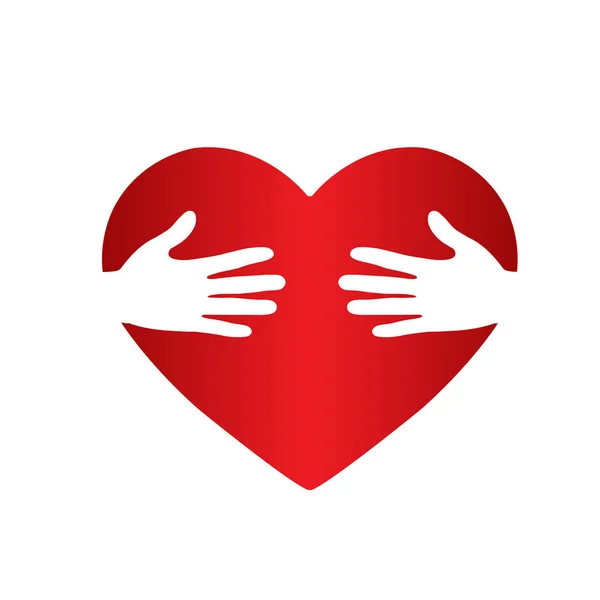 Два силуетні руки на силуеті серця, простий дизайн — стоковий вектор