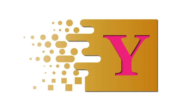 Γράμμα Y στην πλατεία με τα κατεστραμμένα μπλοκ χρώμα — Διανυσματικό Αρχείο