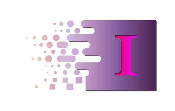 Lettre I sur le carré de couleur avec les blocs détruits — Image vectorielle