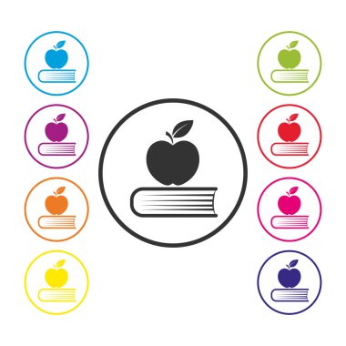Renkli yuvarlak eğitim simgeleri seti, basit tasarım