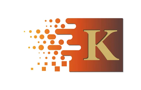 Літера K на кольоровому квадраті зі зруйнованими блоками — стоковий вектор