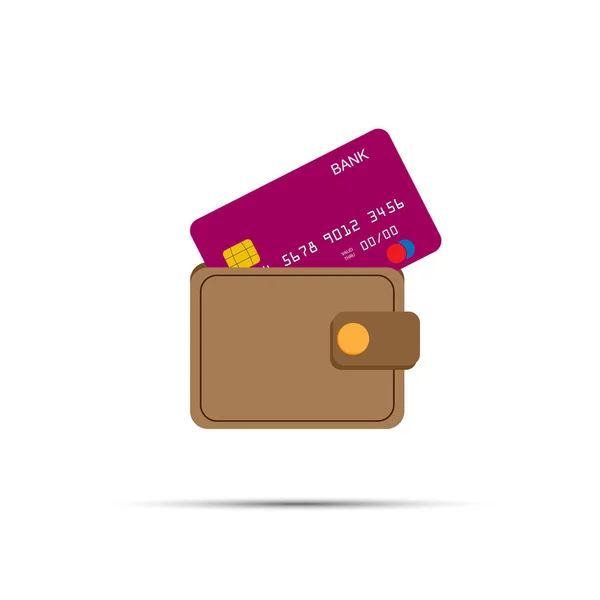 Bank card sticking out of purse, flat design — Stock Vector