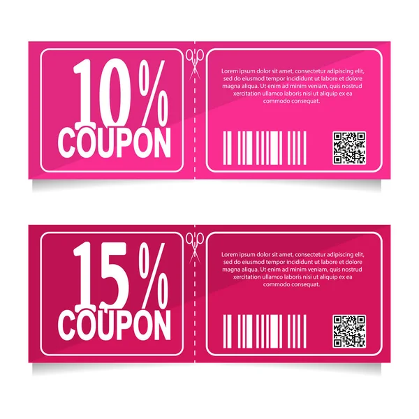 Design a coupon for a discount of 10 and 15 percent. Sales conce — Stock Vector