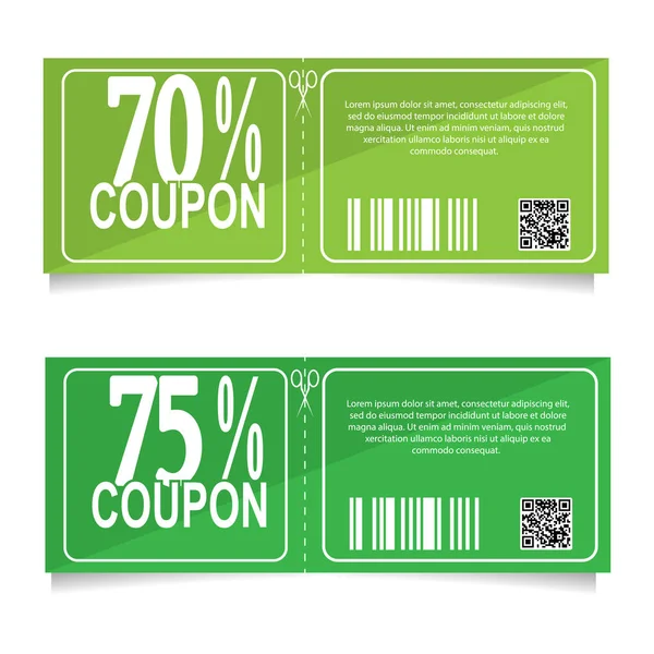 Progetta un coupon per uno sconto del 70 e 75 per cento. Conce di vendita — Vettoriale Stock