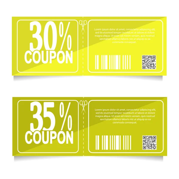 Design a coupon for a discount of 30 and 35 percent. Sales conce — Stock Vector