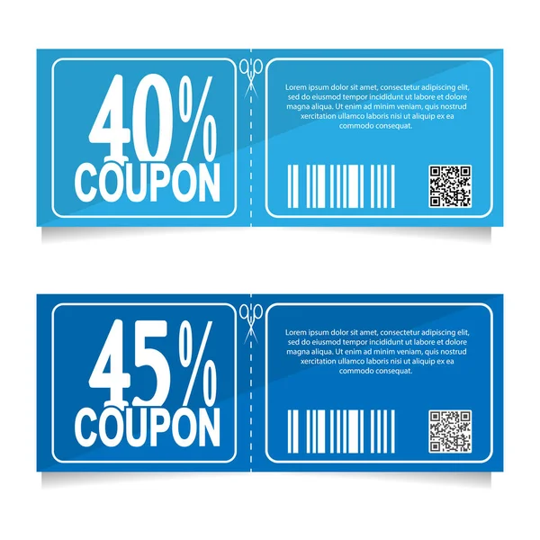 Progetta un coupon per uno sconto del 40 e 45 per cento. Conce di vendita — Vettoriale Stock