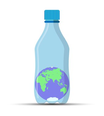 plastik şişe içinde küre. Çevre koruma. Hayır de