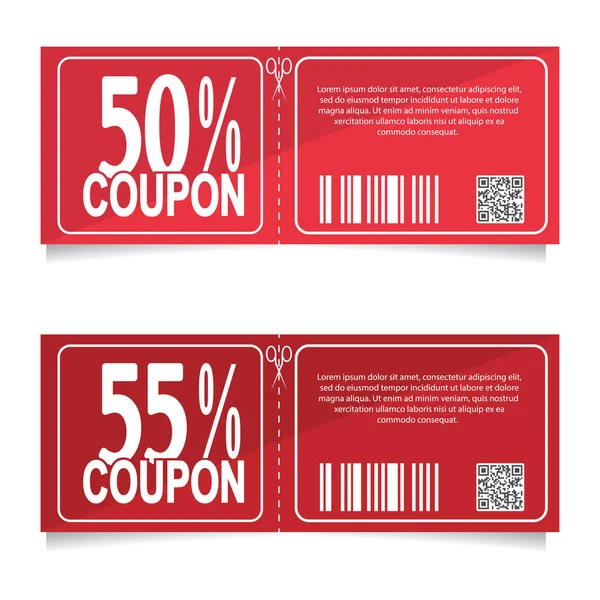 Design a coupon for a discount of 50 and 55 percent. Sales conce — Stock Vector