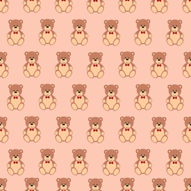 Teddy ayı ile dikişsiz desen, düz desig