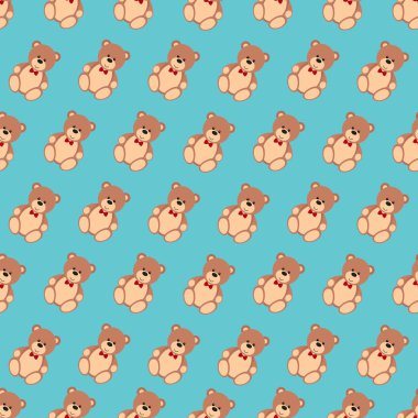 Teddy ayı ile dikişsiz desen, düz desig