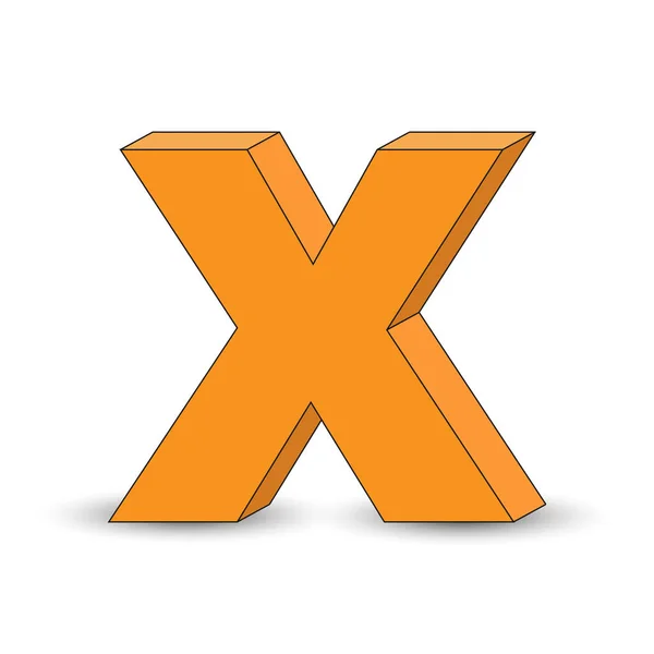 Three-dimensional image of the letter X. the Simulated 3D volume — Stock Vector