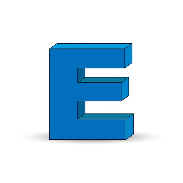 Imagem tridimensional da letra E. o volume 3D simulado — Vetor de Stock