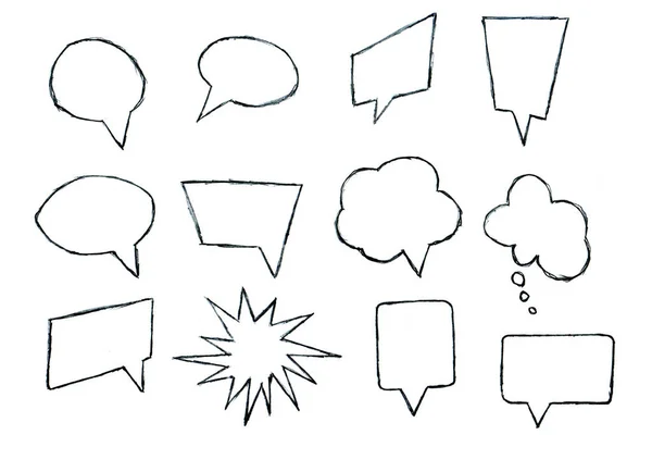 Set hand getekende spraakballonnen voor tekst en chats — Stockfoto