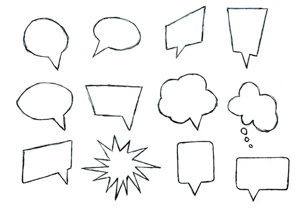 Set of hand drawn speech bubbles for text and chats — Stock Photo, Image