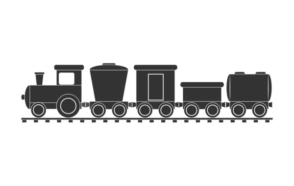 Παιδικό τρένο με ατμομηχανή και διαφορετικά αυτοκίνητα — Διανυσματικό Αρχείο