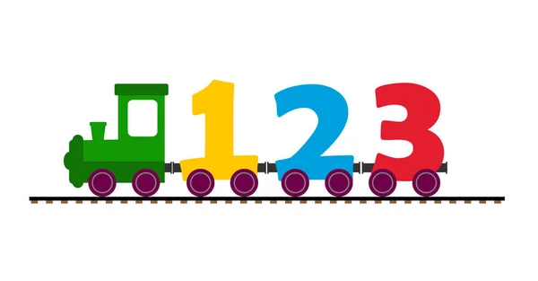 Train d'enfants colorés avec locomotive et wagons du chiffre — Image vectorielle