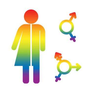 Unisex sembolleri. Transseksüel ve çift cinsiyetli rozetler