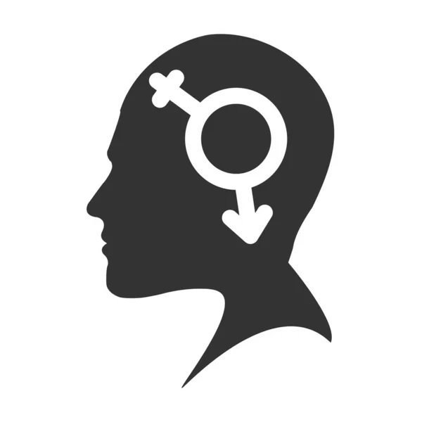 シンボルバイジェンダーを持つ男性の頭部のプロフィール — ストックベクタ