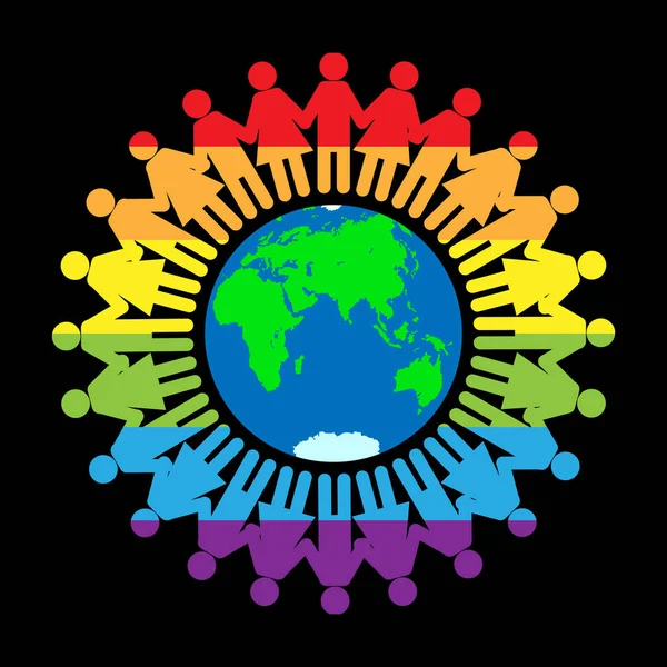 Çevredeki LGBT'lerin renklerinde kadın ve erkek siluetleri