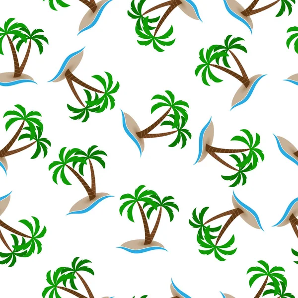 Patrón sin costuras, isla con palmeras en el mar — Archivo Imágenes Vectoriales