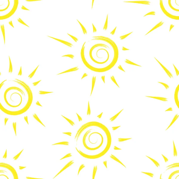 Nahtloses Muster mit gezeichneter Sonne für Design und Dekoration — Stockvektor