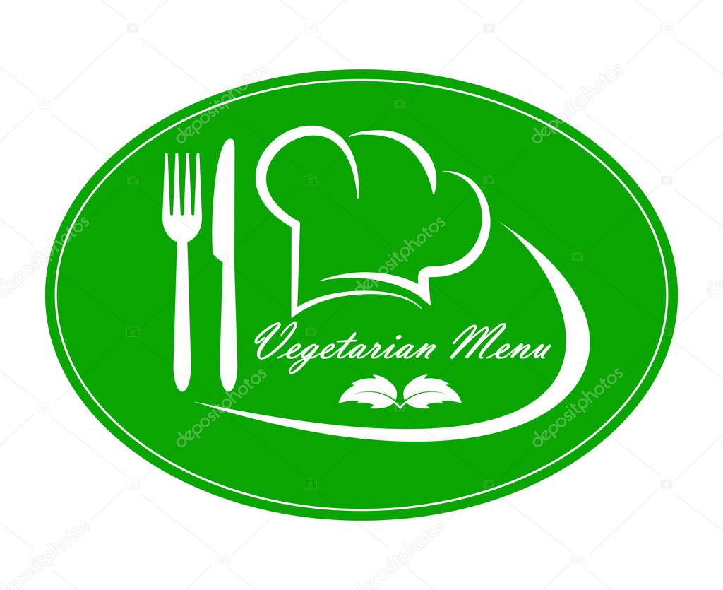 Logo for restaurant, catering or gastro service Vegetarian menu design, simple flat design