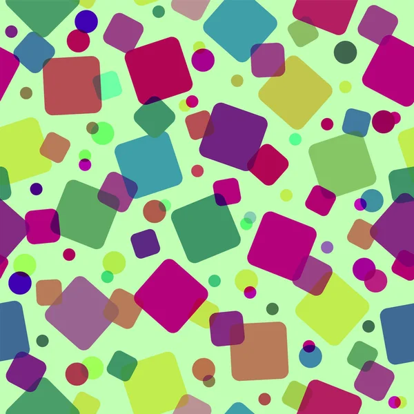 Бесшовный рисунок с цветными квадратами и кругами. Современное произвольное — стоковый вектор