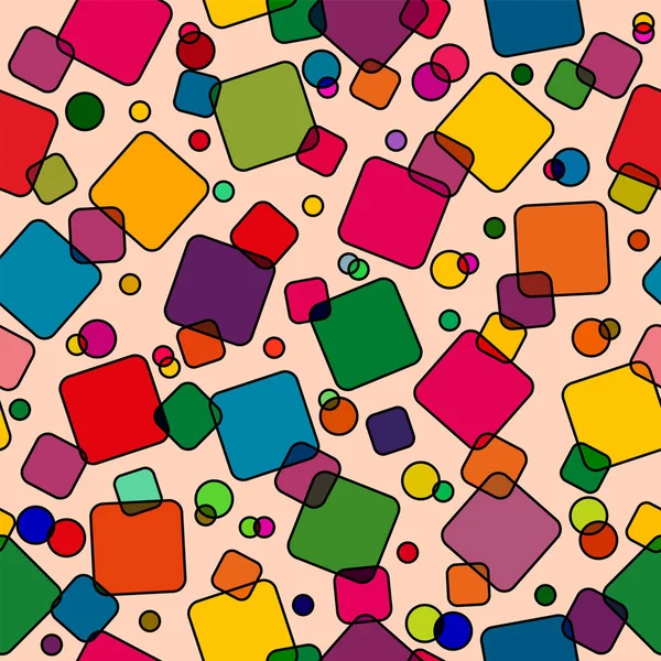 Naadloos patroon met gekleurde vierkantjes. Moderne willekeurige kleuren. — Stockvector
