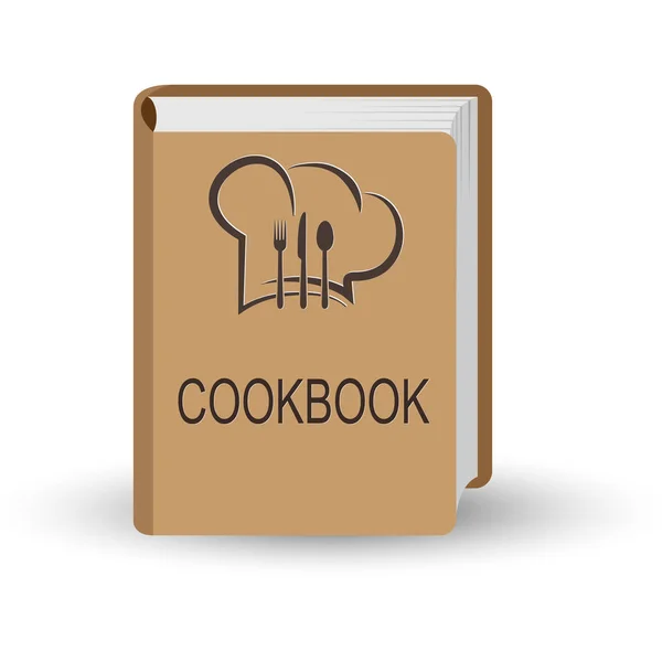 Buch mit dem Wort Kochbuch. Simulation 3D — Stockvektor