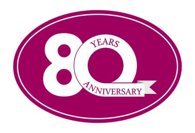 Mavi oval, basit düz tasarım 80 yıl yıldönümü yazıt