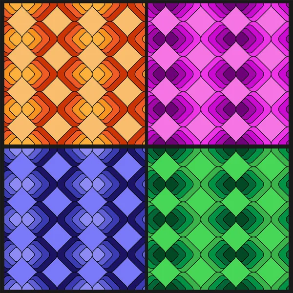 Conjunto de patrones sin costura multicolor de cuadrados de colores . — Archivo Imágenes Vectoriales