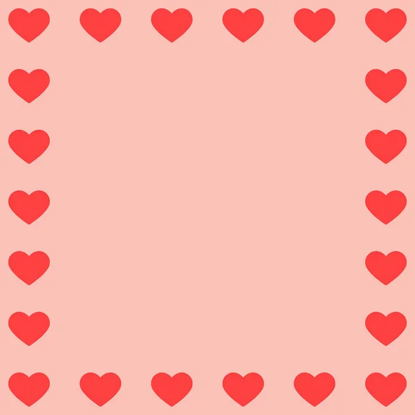 Coeur rouge sur les bords du fond rose pour le design et la décoration — Image vectorielle