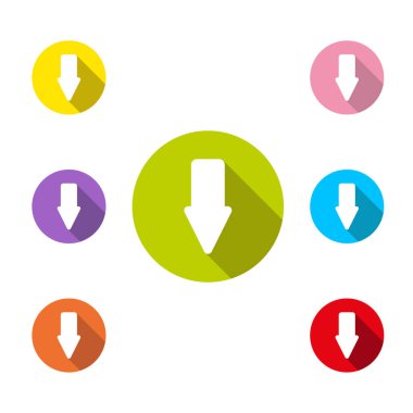 Uzun gölgeli aşağı ok simgesi, düz tasarım