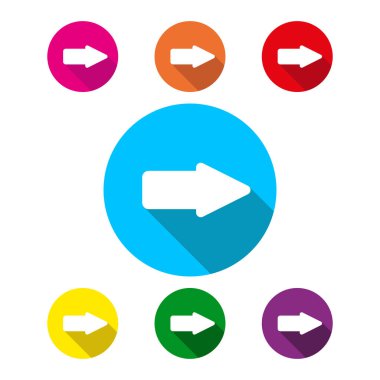 Uzun gölgeli sağ ok simgesi, düz tasarım