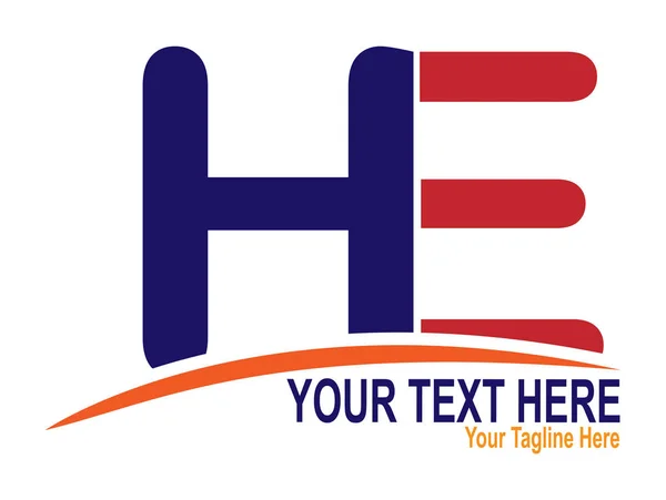 Letras H y E. Color de estilo plano para logo, diseño y marca dec — Archivo Imágenes Vectoriales