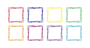 Renkli kare çerçeveleri, düz tasarım seti.