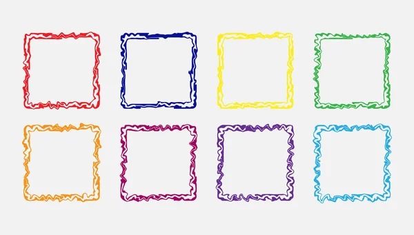 Conjunto de quadros quadrados encaracolados coloridos, design plano . — Vetor de Stock