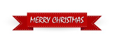 Yazıt mutlu Noel ile kırmızı şerit.