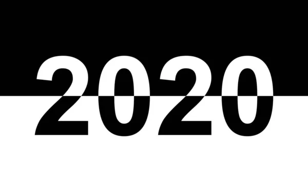 Neujahr 2020. schwarz-weiße Zahlen auf schwarz-weißer Rückseite — Stockvektor