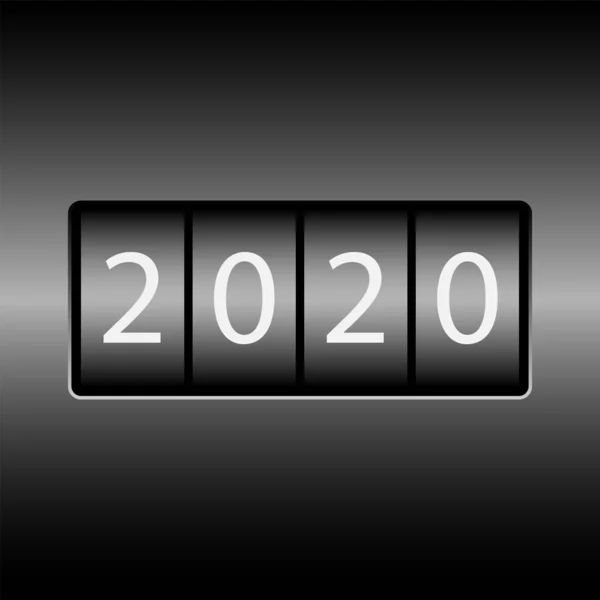 Cuentakilómetros con números 2020. Nuevo 2020 en el cuentakilómetros. Adormecido blanco — Vector de stock