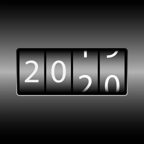 Kilometre ölçer üzerinde yıl değişikliği. Yeni yıl 2020 geliyor. Beyaz — Stok Vektör