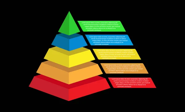 Pyramide des Erfolgs von fünf Abschnitten. Infografiken für Presentati — Stockvektor