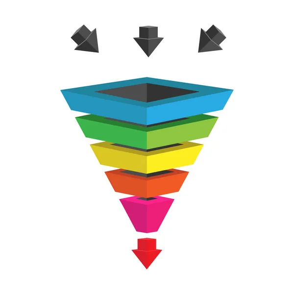 Infografiken Lead Generierung, Verkaufstrichter mit Pfeilen für Präse — Stockvektor