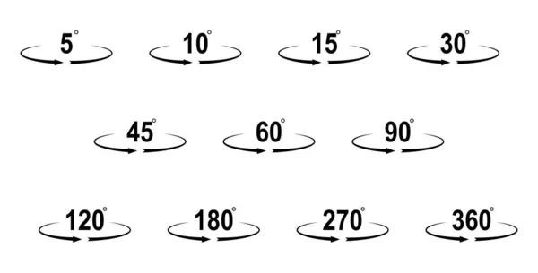 Conjunto de valores comunes de ángulo de rotación horizontal . — Vector de stock