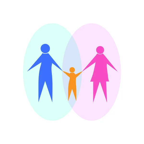 Sziluettje egy férfi és egy nő, aki egy gyermek kezét. Szimbólum — Stock Vector