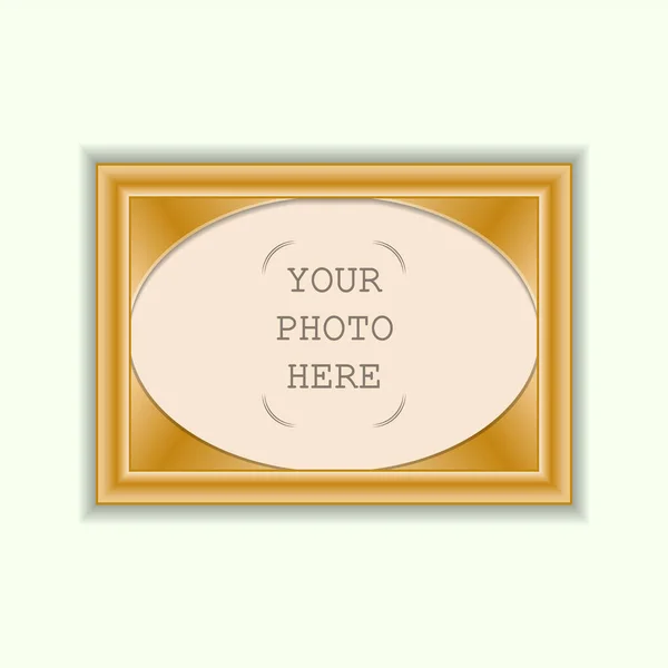 Cornice orizzontale dorata per foto, diploma o certificati . — Vettoriale Stock