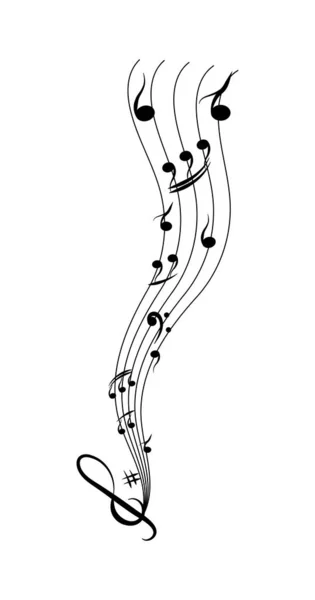 Notas musicales sobre el pentagrama, diseño sencillo — Vector de stock