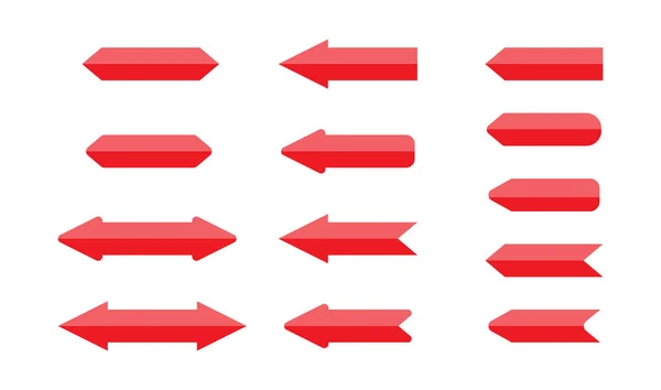 Set di frecce rosse di diverse forme e configurazioni per des — Vettoriale Stock