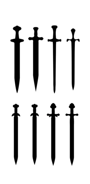 Ikona meče. Studené ocelové středověké zbraně, plochý design. — Stockový vektor