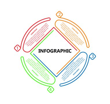 ınfographics. Başarının dört aşaması. Projenin tasarımı ve yürütülmesi için şablon